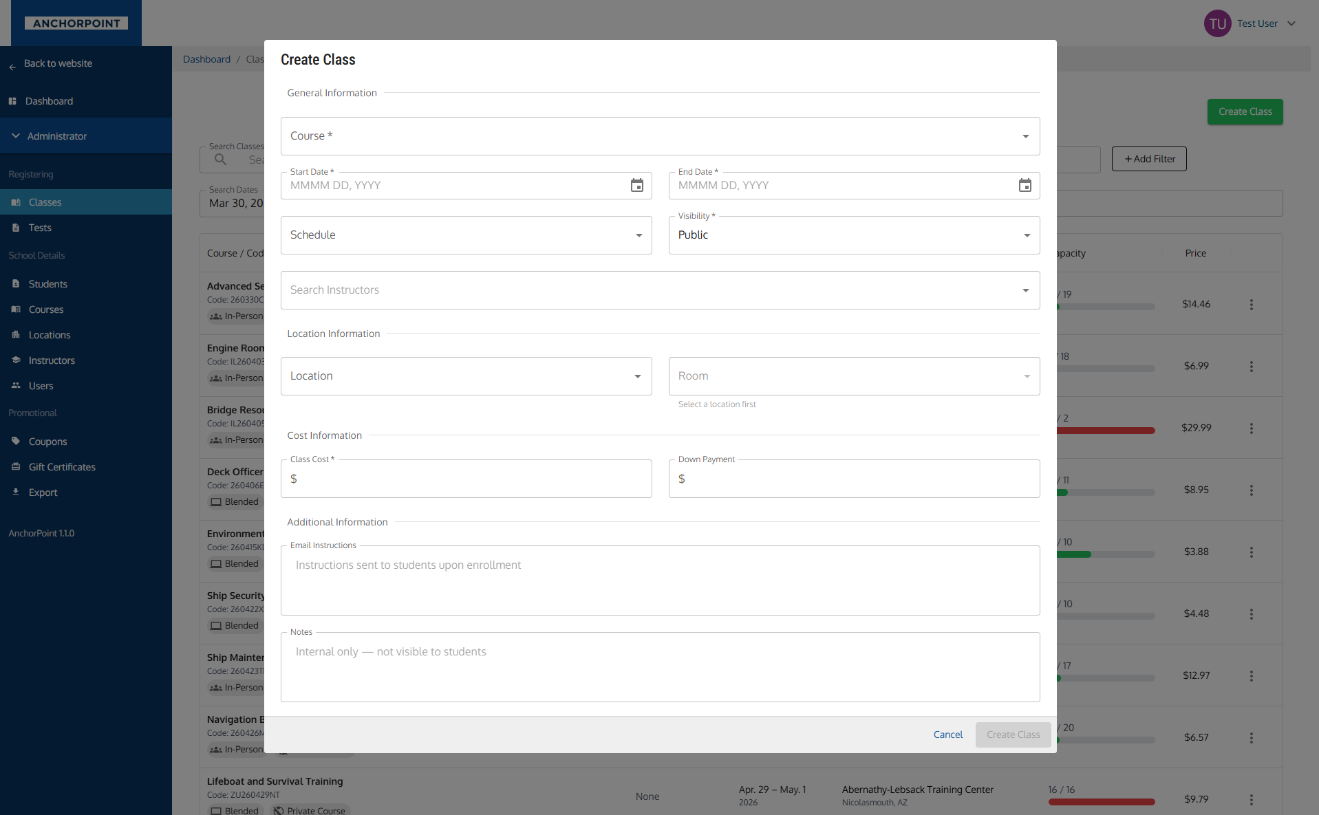 Create Class Create Class