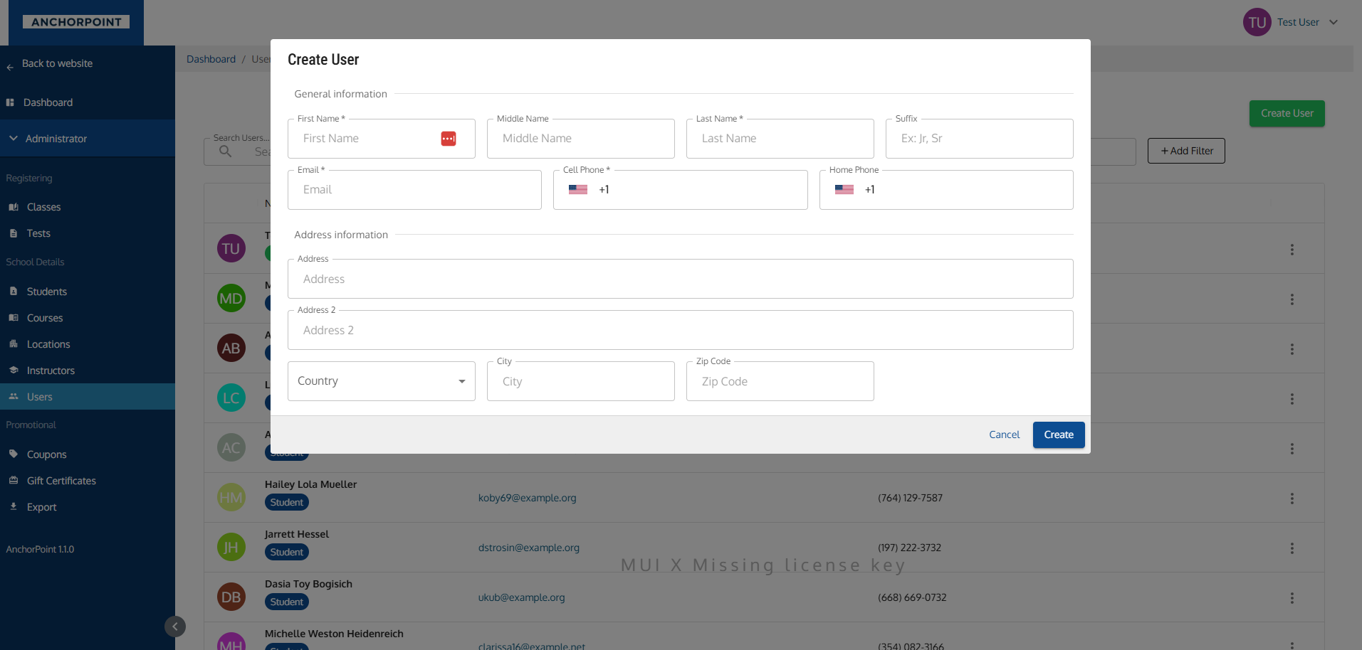 Create User Create User