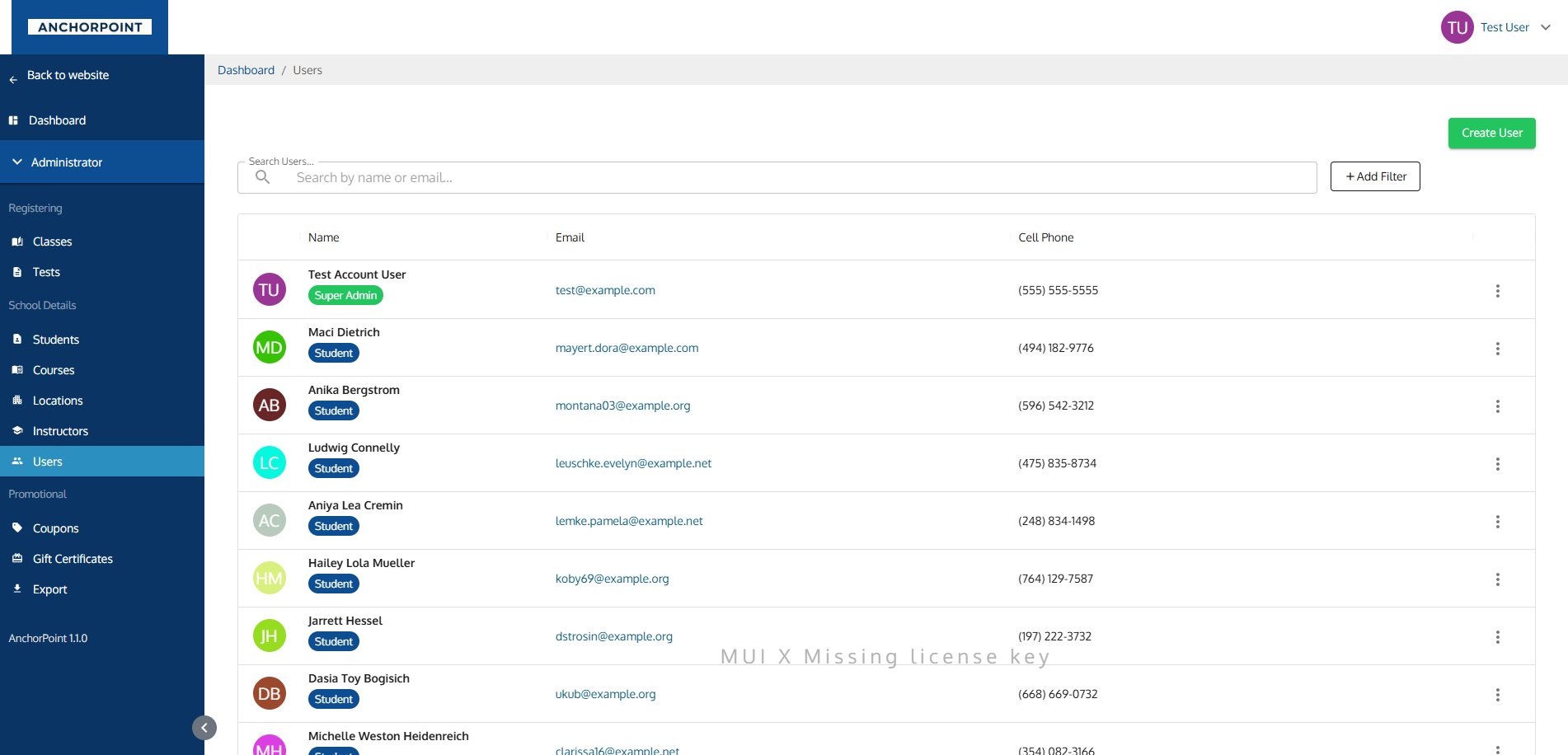 Users Page Users Page